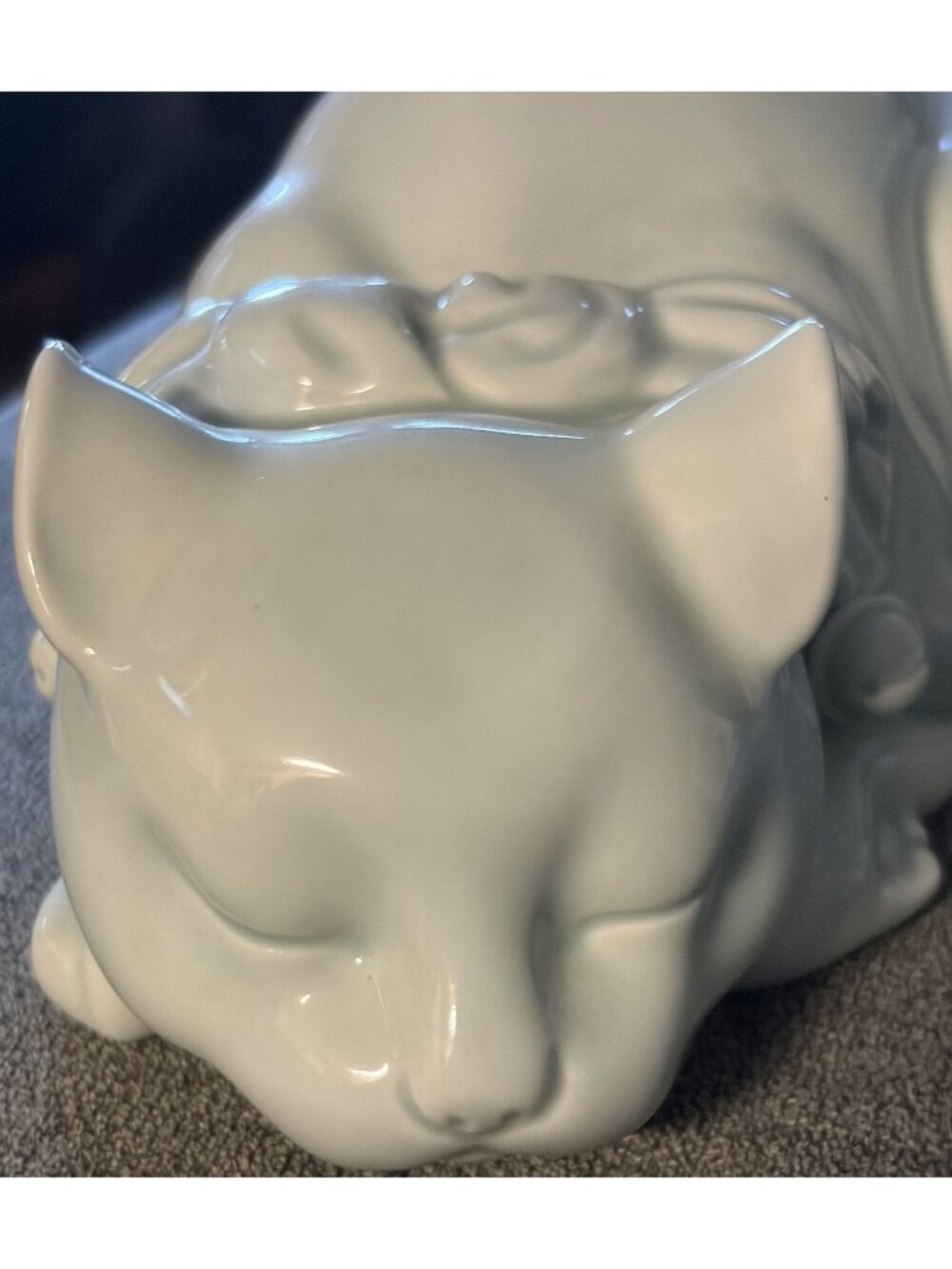Sleeping Cat Ceramic Figurine By Andrea By Sadek Made In Japan 10" Long Glossy W